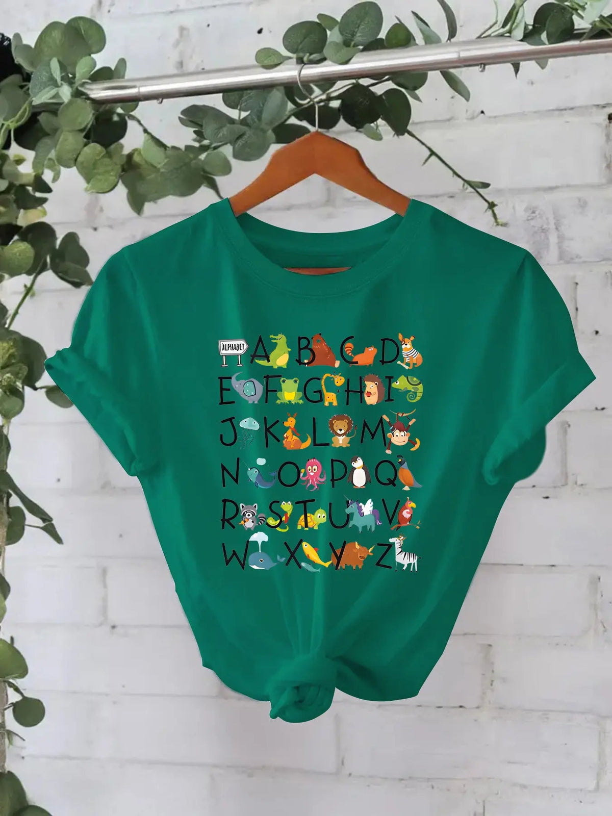 Animal letter pure cotton T-shirt eprolo