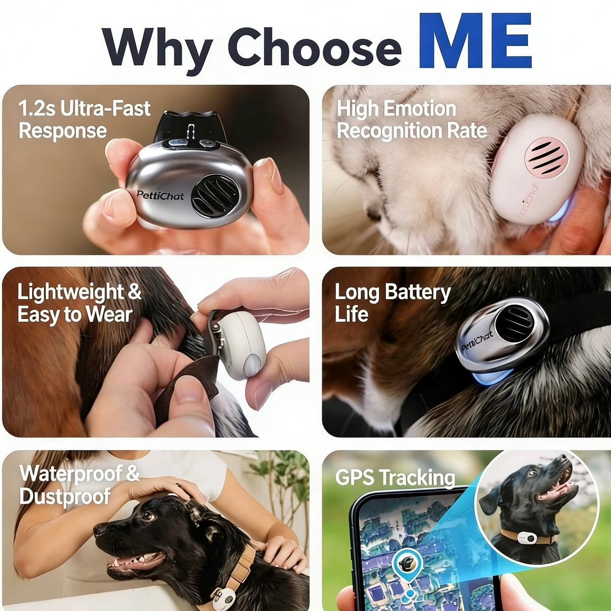AI Pet Language Translator for Dogs & Cats – GPS, 4G, IP65