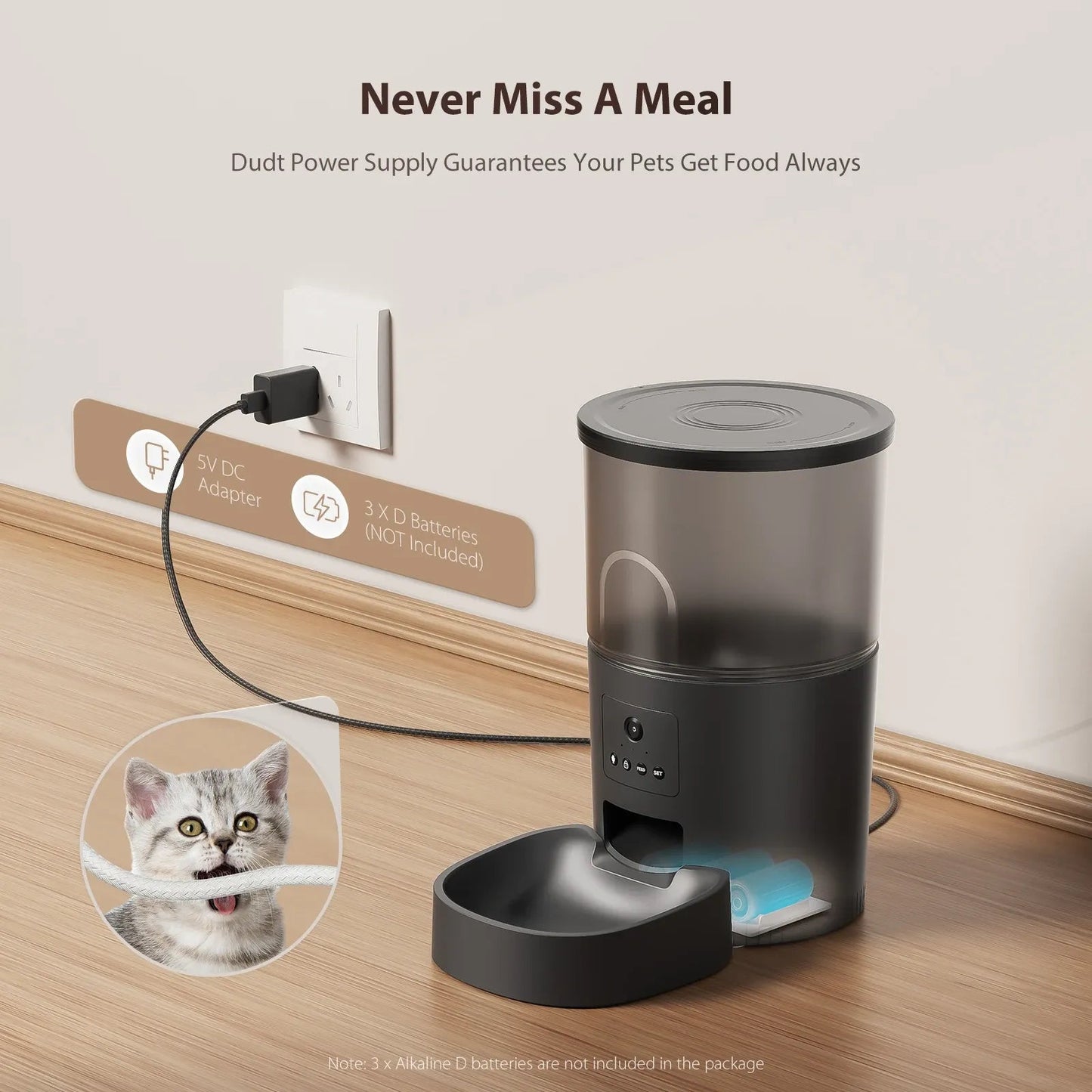 Tuya Dog Cat Smart Pet Feeder Wi-Fi Mobile Phone App Remote Control Microchip Automatic Cat Feeder With 3L Needora