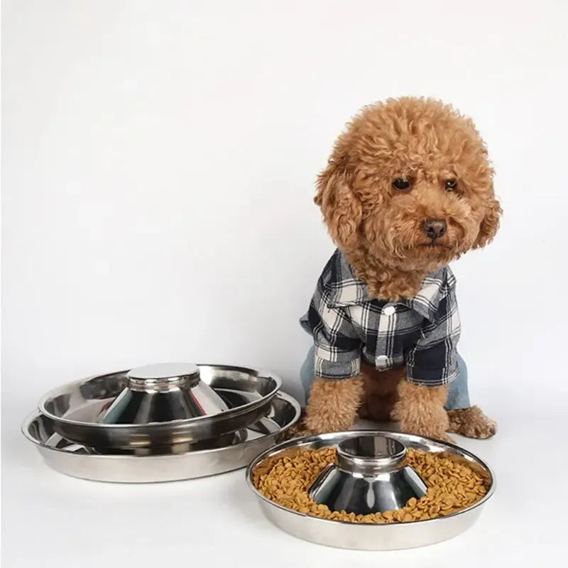 Pet Stainless Steel Dog Bowl Puppy Litter Food Feeding Dish Weaning Silver Stainless Feeder Water Bowl Pets Feeder Bowl eprolo