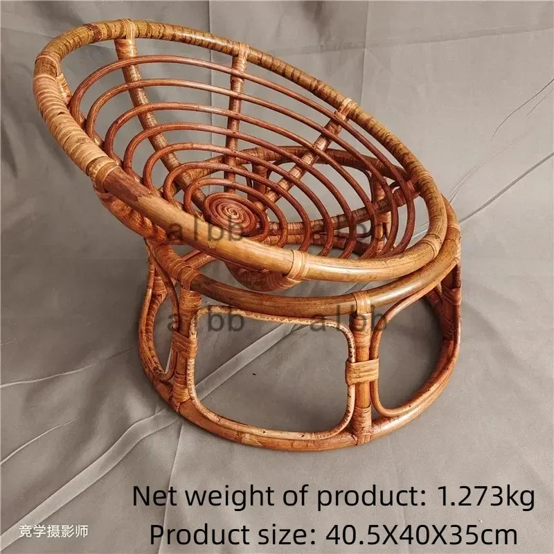 Natural Rattan Cat Bed Chair Handwoven Cat Photography Prop Breathable Wicker Cat Basket Elevated Round Cat Nest for Indoor Cats