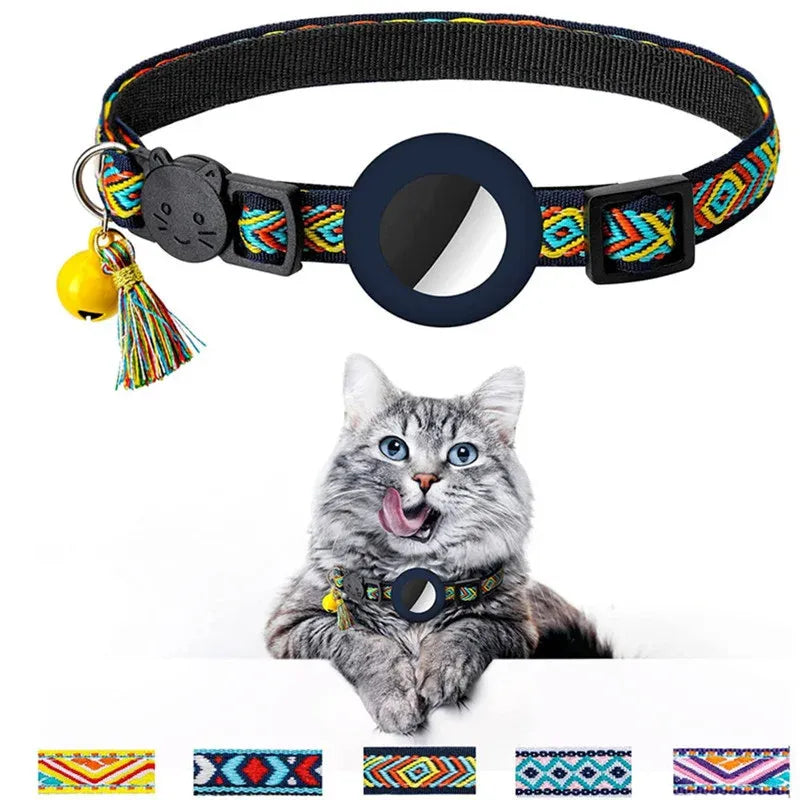 AirTag Cat Collar with Bell – Adjustable Tracker Collar for Cats