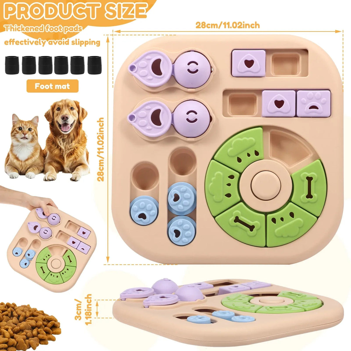 Interactive Dog Puzzle Toys Plastic Treat Dispensing Slow Feeder with Non Slip Base Dog Mental Stimulation Toys Pet Supplies Needora