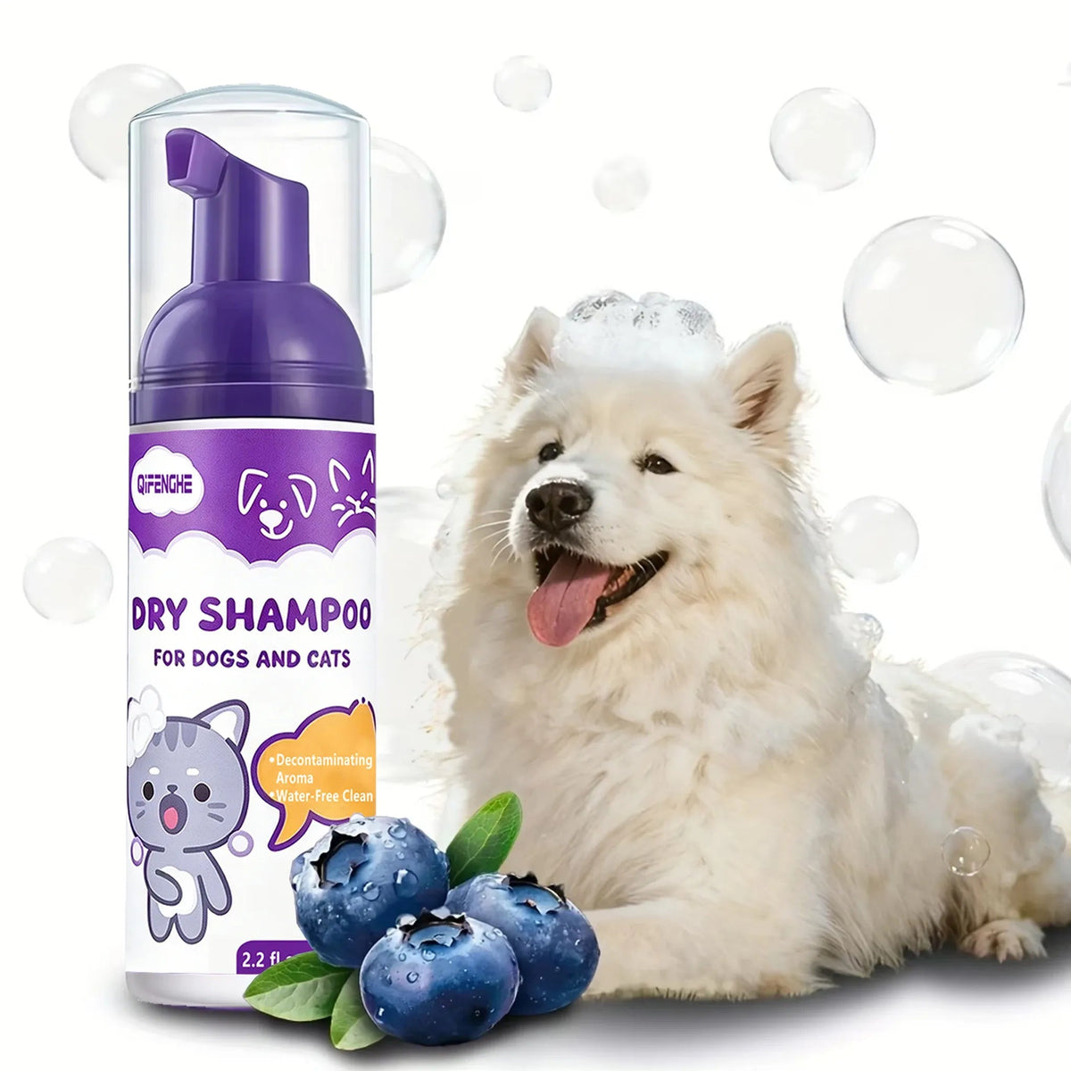 No Rinse Dog Cat Dry Shampoo Foam - Waterless Cleaning for Puppies Kittens, Deodorizing & Refreshing Needora
