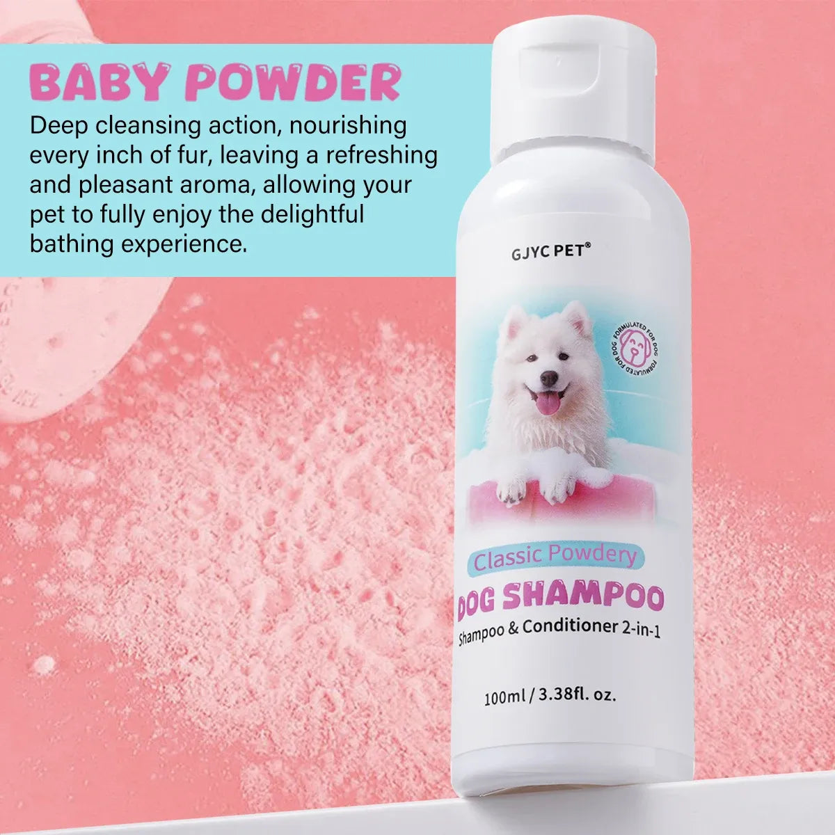 GJYC PET 2-In-1 Dog Shampoo Baby Powder Scent Gentle Hypoallergenic PH Balanced Cleansing For All Breeds Needora