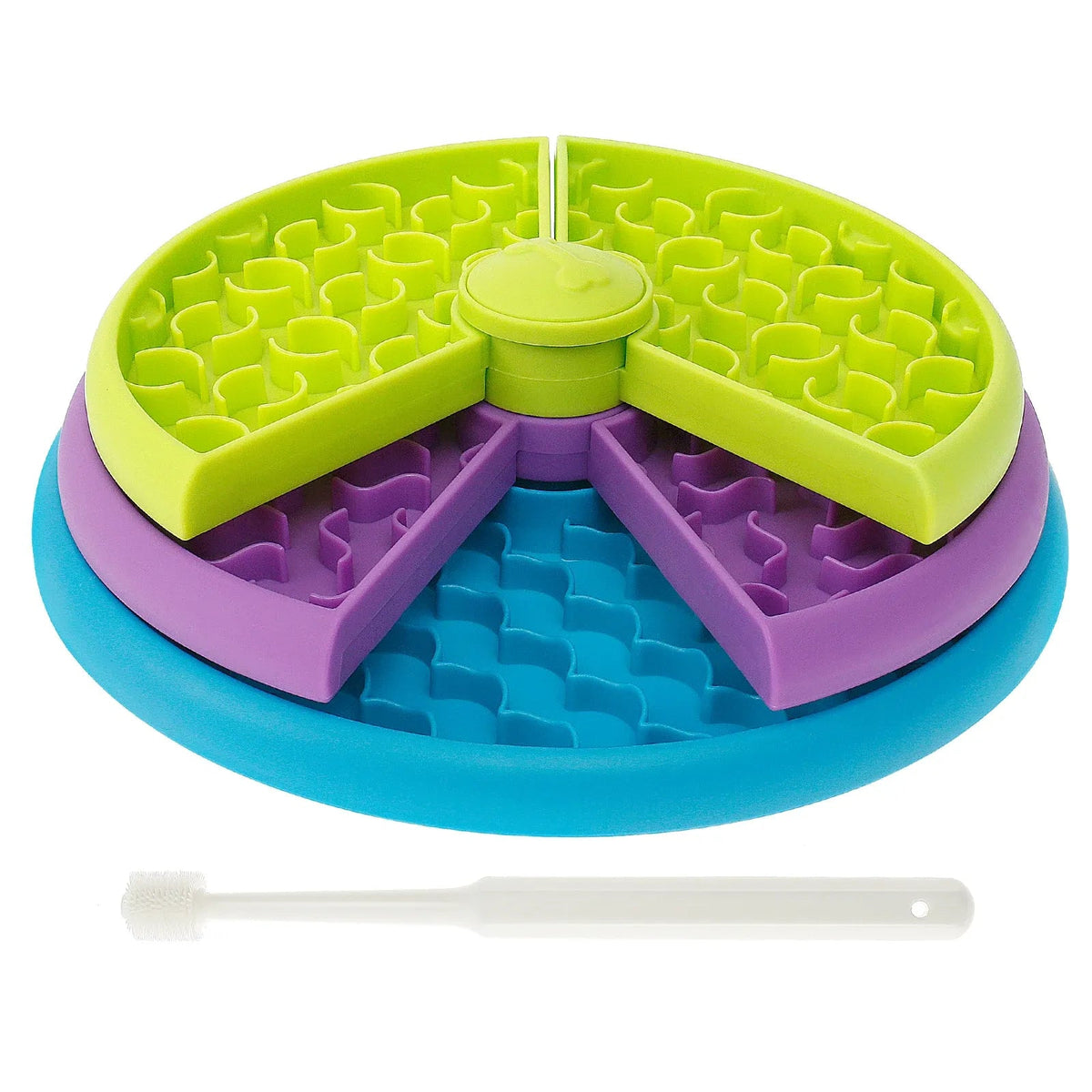 Puzzle Dog Slow Feeder Bowl with Toothbrush Set 3 Layer Pet Slow Eating Anti-choking for Large Medium Small Dogs Feeder Bowl Needora