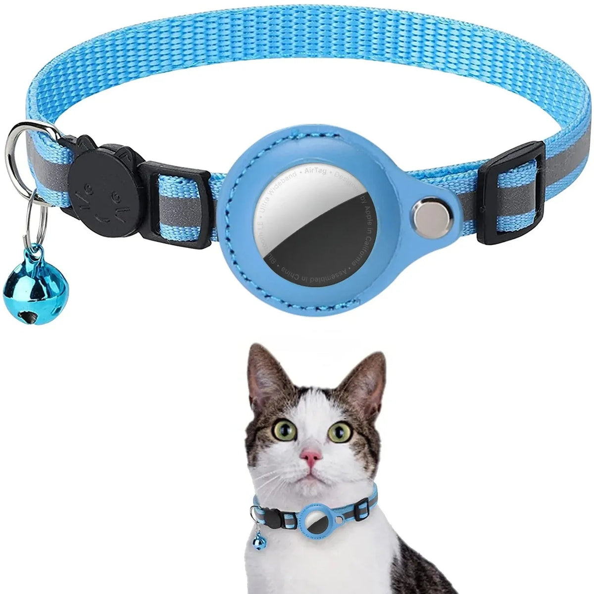 Airtag Cat Collar with Bell: Adjustable Reflective Safety Necklace for Your Pet Needora