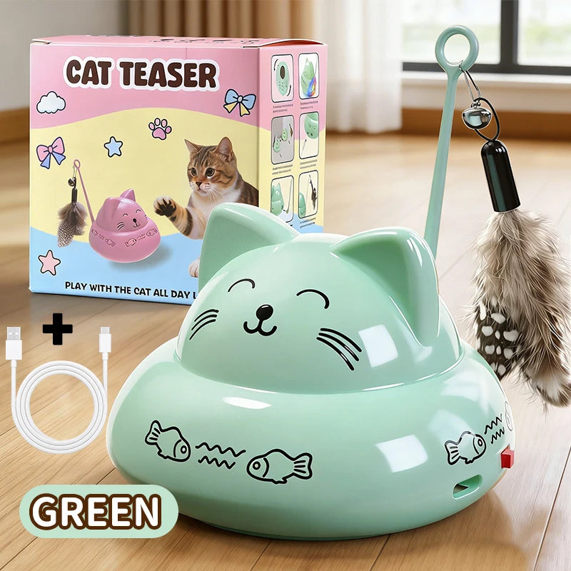 Dynamic Music Interactive Cat Toy Car, 360° Rotating Automatic Cat Toy Ball with Colorful Slow-Flash LED Lights, Pet Toy