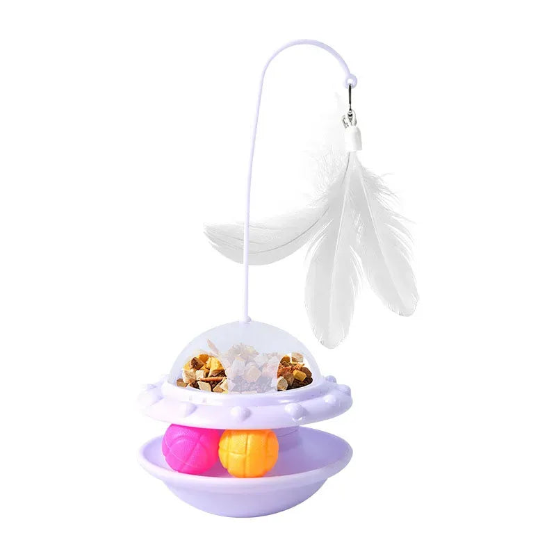 Foldable Cat Wand Food Dispenser Toy – Feather Interactive Tumbler for Self Play & Relief Needora