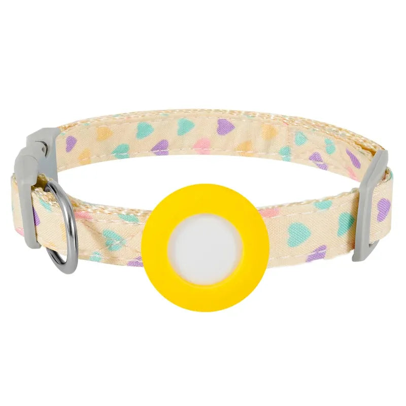 Cute Pet Collar For Airtag Adjustable Collar For Cat Small Dog Anti-lost Durable Cat Necklace Puppy Collar Heart Shape Printing Needora