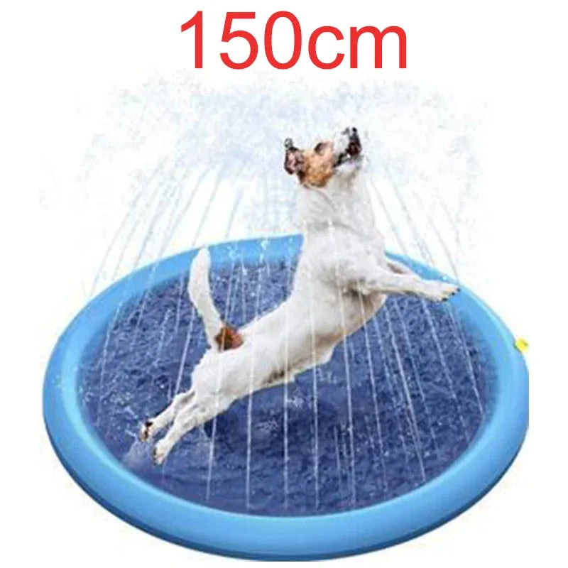 60-97'' Winter and Summer Outdoor and Indoor Dog Shower Playpool Inflatable Sprinkler Pad Pet Fountain Foldable Pad Dog Shower Needora