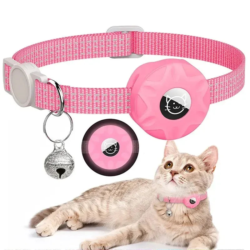 for Apple AirTag Cat Collar,Air Tag Pet Collar with airtag Holder and Bell Reflective GPS Kitten Collar for Girl Boy Cats gatos Needora