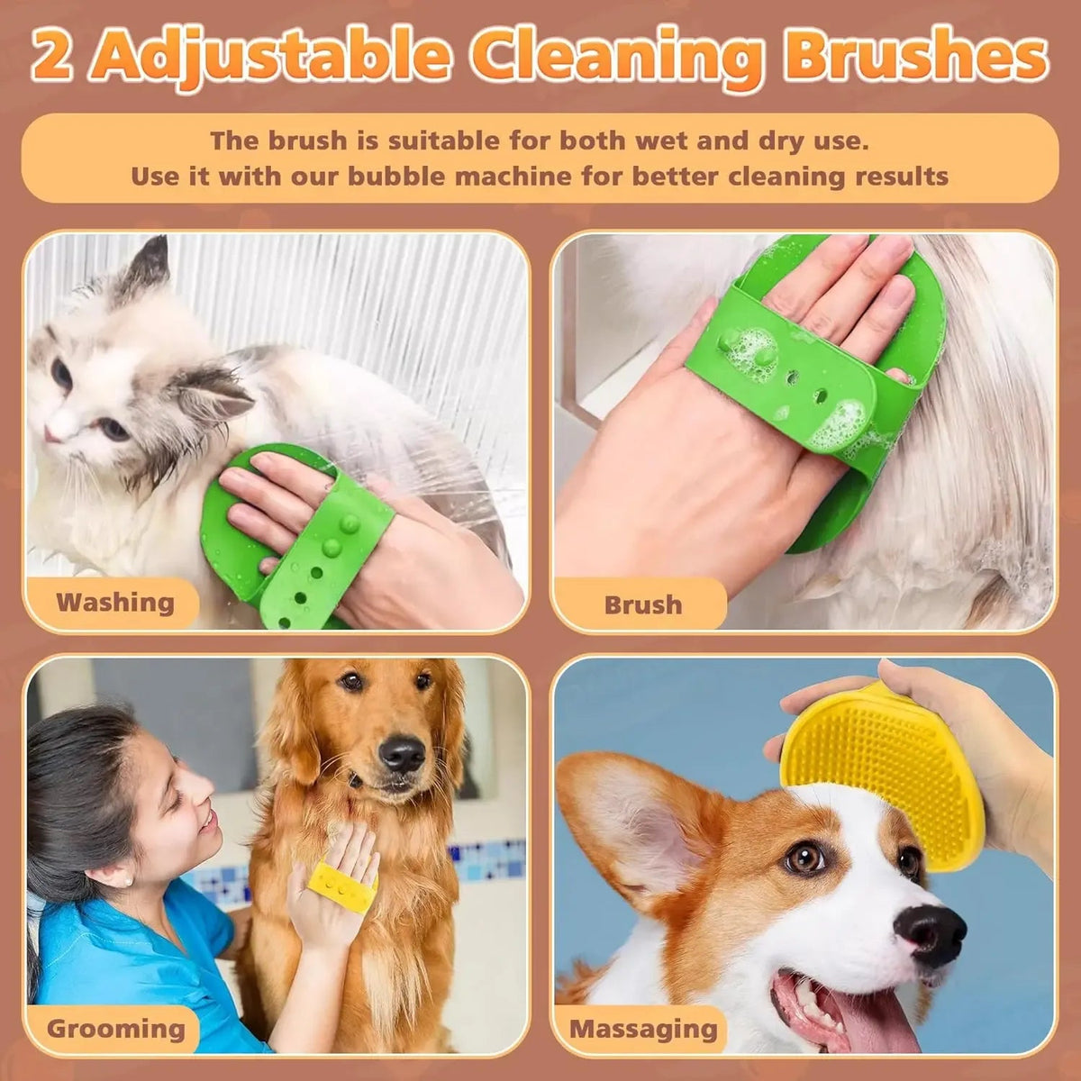 Electric Dog Shampoo Foamer with Bath Brush - Automatic Soap Dispenser for Outdoor Pet Wash After Walks Needora