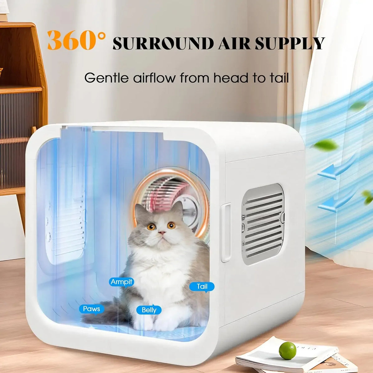 72L Smart Pet Hair Dryer Box Cats Small Dogs 360 Drying Cage