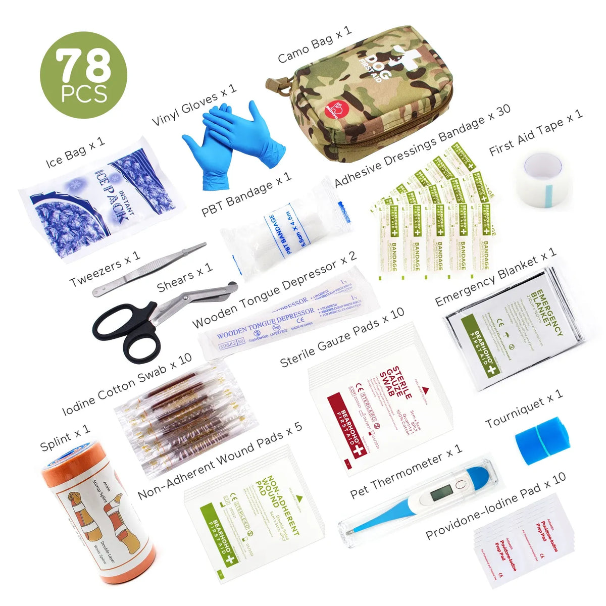 78Pcs First Aid Kit Pet Trauma Care Survival Kit Dog Emergency Rescue