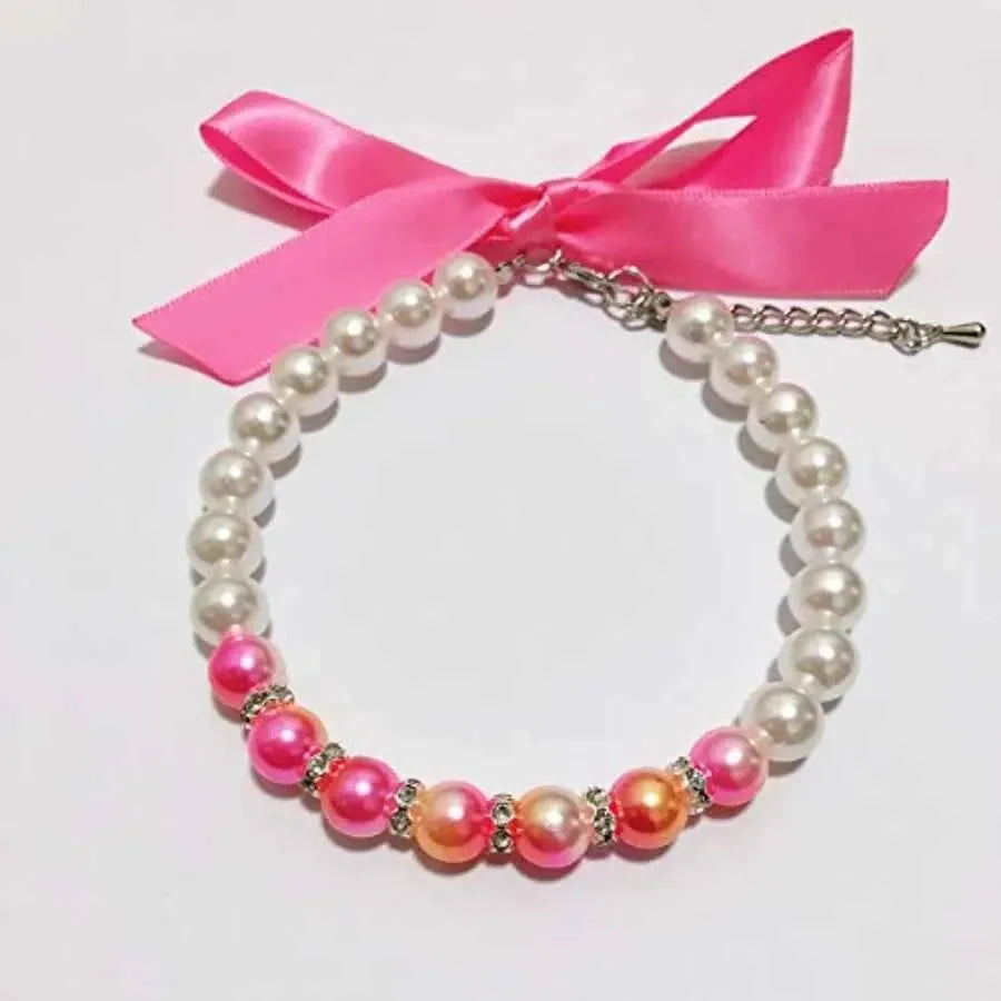 Diamond Pearl Dog Necklace – Bling Rhinestone Pet Jewelry Collar for Small Dogs & Cats