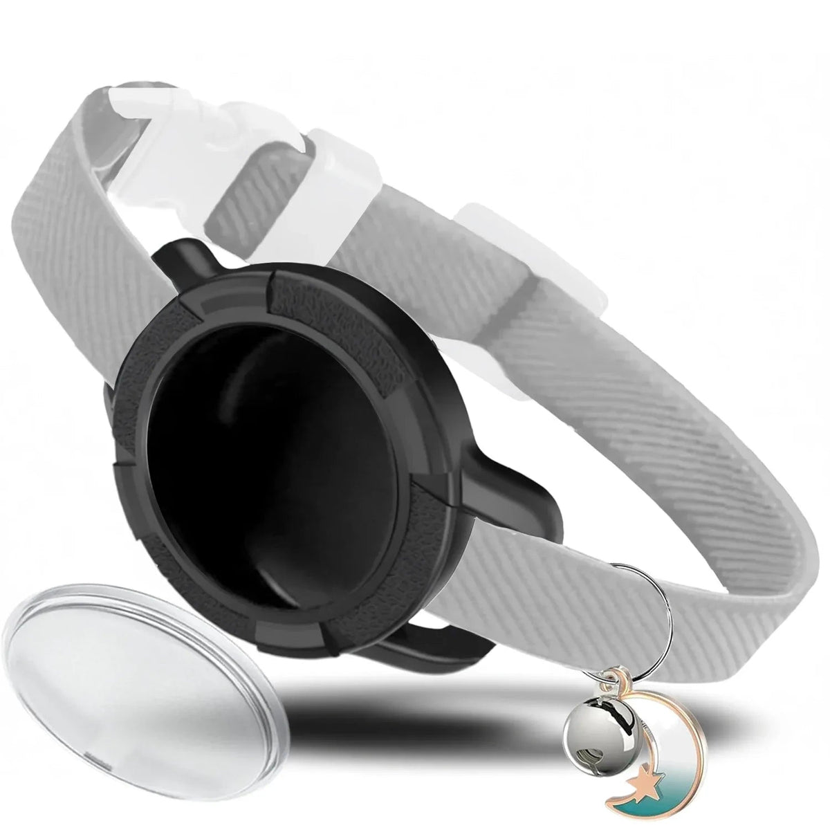 Fashion Anti-lost AirTag Cat Collar, Elastic Collar with Bell & GPS Tracking Holder Case for Cats Puppies(Tracker not included) Needora