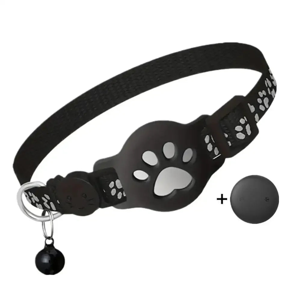Cat Collar Compatible with Apple Airtag with Bell Adjustable Safety Buckle Reflective GPS Collar for Kittens Puppies Needora