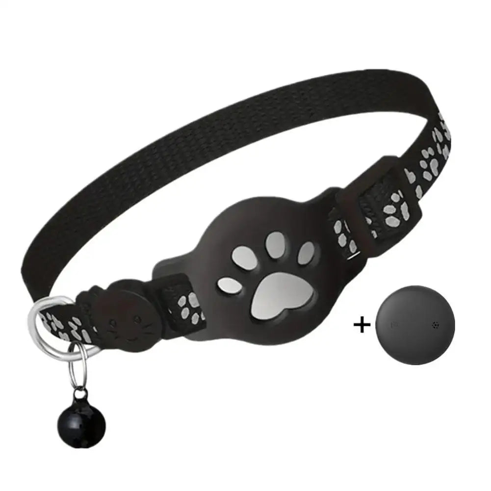Cat Collar Compatible with Apple Airtag with Bell Adjustable Safety Buckle Reflective GPS Collar for Kittens Puppies