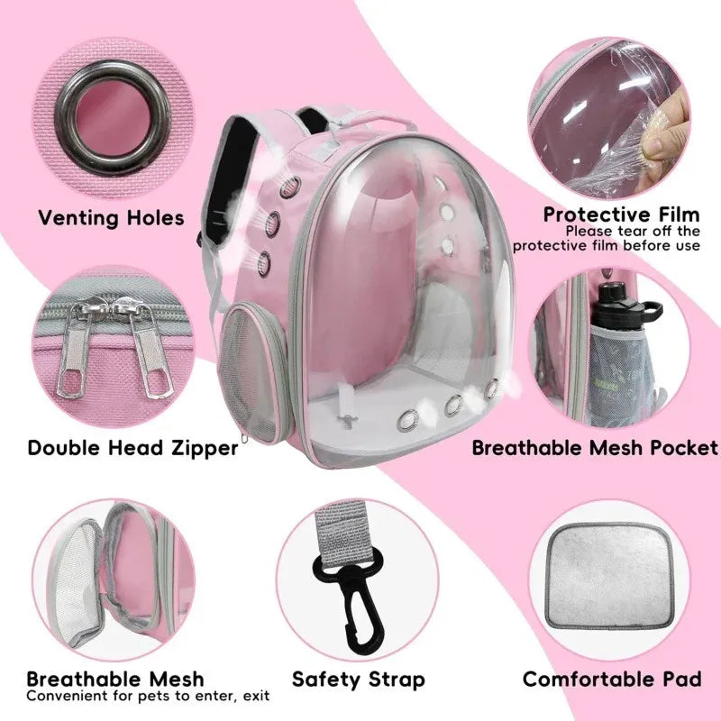 Portable Pink Pet Backpack Carrier for Cats - Comfortable and Breathable Travel Bag for Small Animals Needora