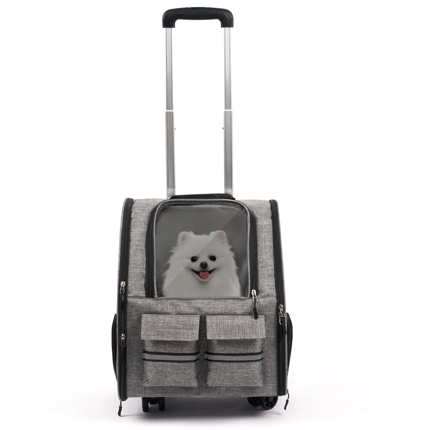 Rolling Pet Carrier with Wheels - Large Foldable Dog Carrier Backpack with Removable Wheels for Easy Travel Needora