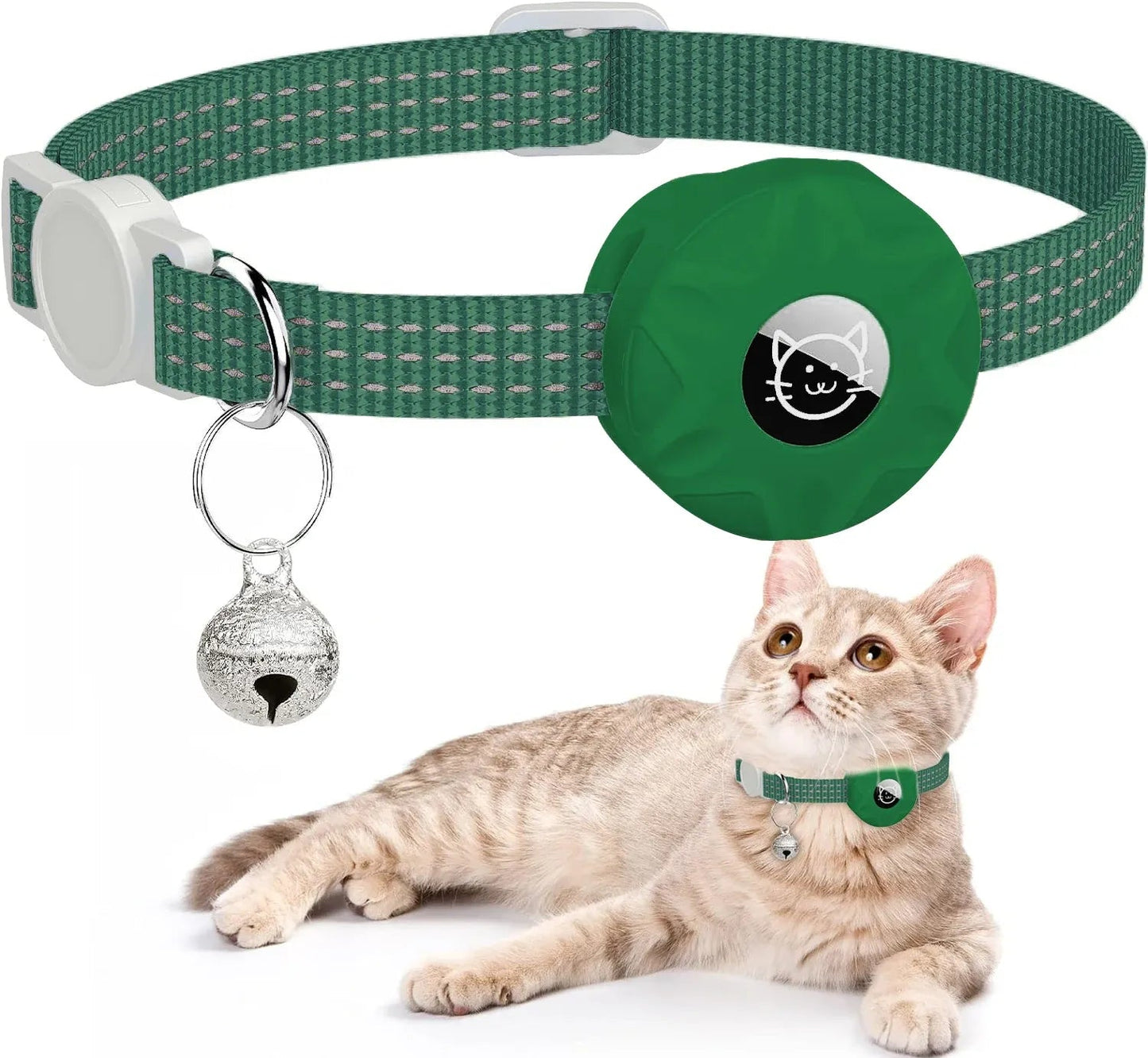 for Apple AirTag Cat Collar,Air Tag Pet Collar with airtag Holder and Bell Reflective GPS Kitten Collar for Girl Boy Cats gatos Needora