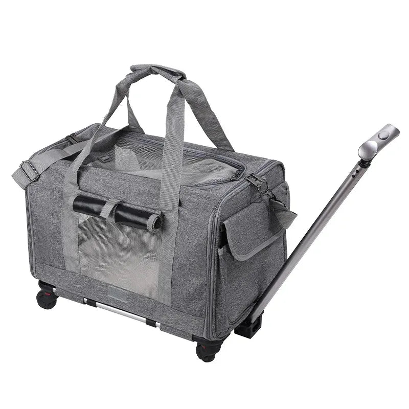 Pet Carrier with Wheels for Dogs Up To 15lbs & Cat Airline Approved Dog Carrier Rolling Pet Carrier Foldable Pet Stroller