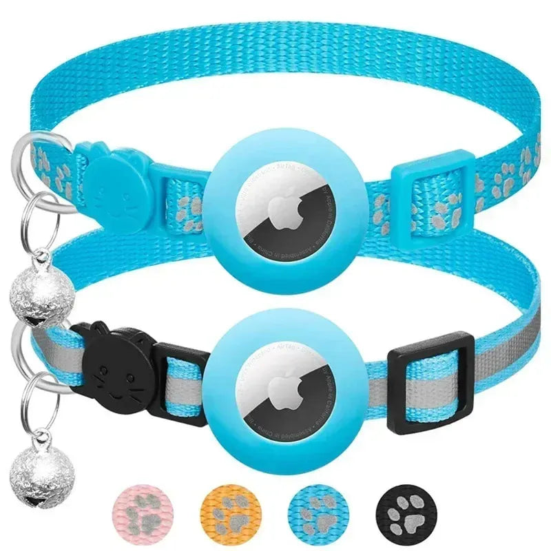 Cat Airtag Holder Collar Breakaway Reflective Strips Adjustable Kitten Collar Waterproof Cat Bell Collar Pet Air Tag Case Needora