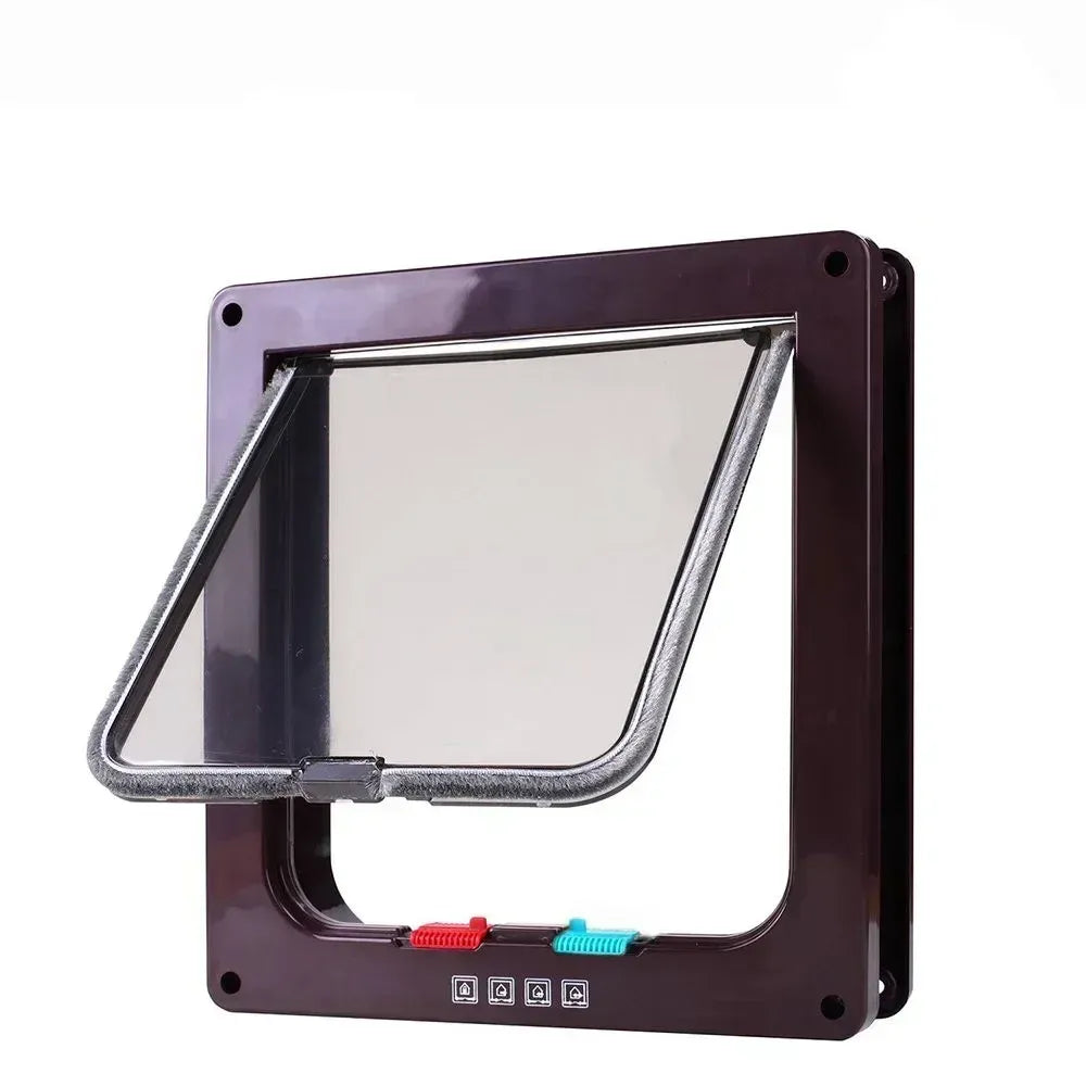 Dog Cat Flap Door with 4 Way Security Lock Flap Door for Dog Cats Kitten ABS Plastic Small Pet Gate Door Kit Cat Dogs Flap Doors Needora