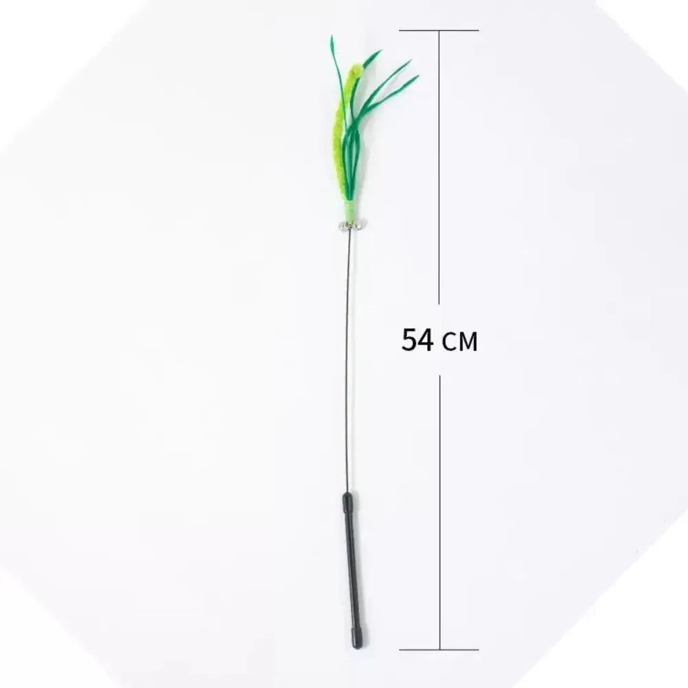 1pc Green Bristle Grass Cat Toy Wand. Long Stick Durable Chew