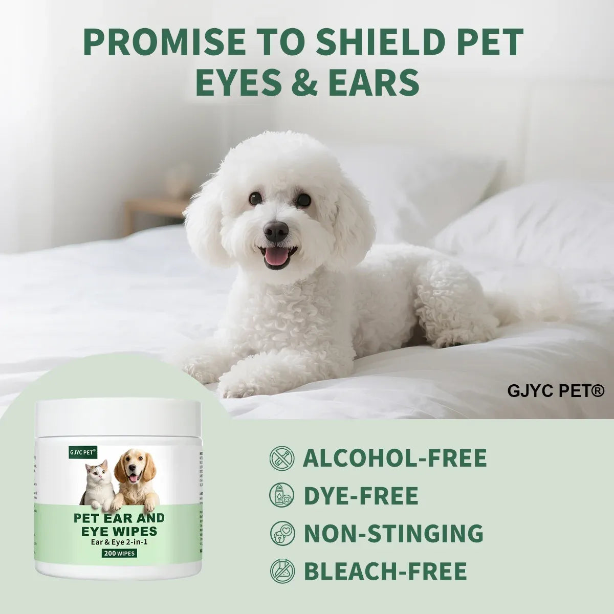 Pet Wipes for Dogs & Cats Eye & Ear 2 in 1 Gentle Non-irritating Grooming Wipes Deep Cleansing Soothing for Sensitive Pet Skin Needora