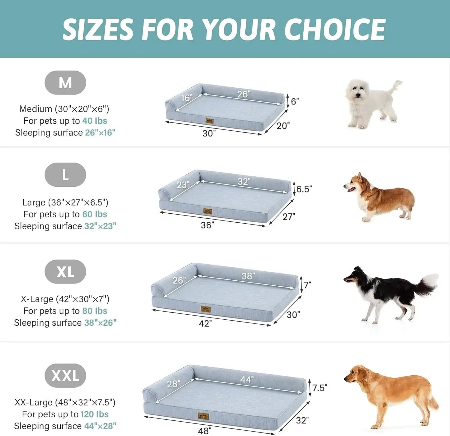 Orthopedic Cooling Dog Bed with Removable Cover, Waterproof Lining, Non-Slip Bottom, 36x27x6.5 Inches Blue Needora