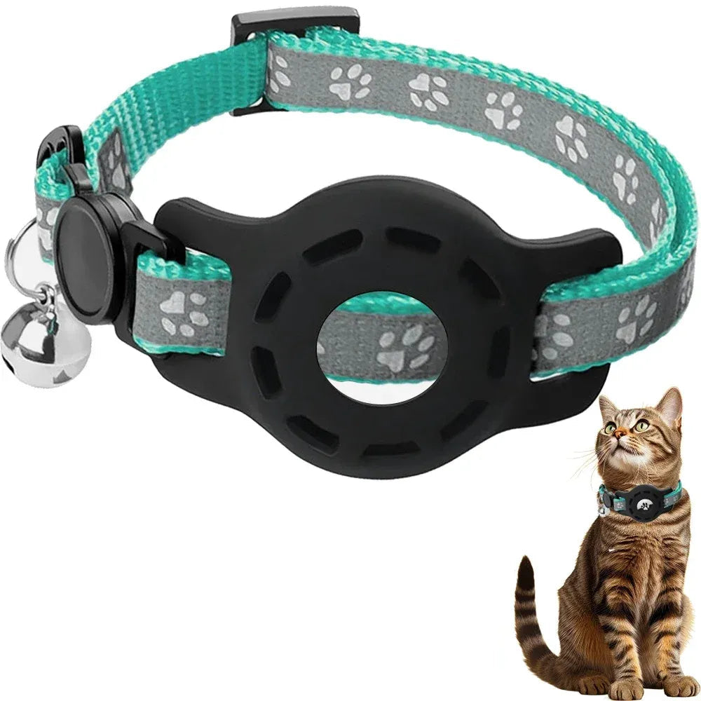 AirTag Cat Collar with Bells, Safety Buckle Cats Collar with Airtag Holder, Anti-Lost Cat Collars for Girl Boy Cats Kitty Puppy Needora