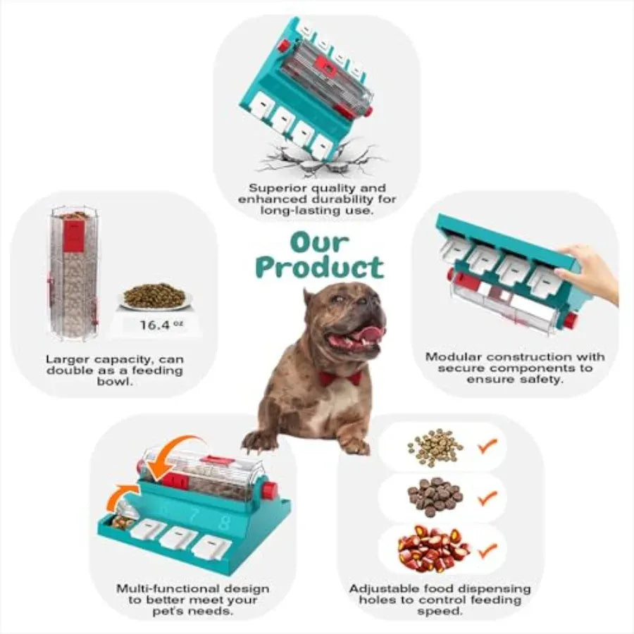 2 Levels of ChallengeExtra Large Size Paw-Activated Rolling Dog Puzzle Feeder Toy U.S. Brand and Design Treat Puzzles for Aggre Needora