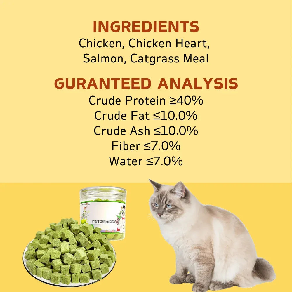 3.8oz/100g Cat Grass Treats for Hairball Support and Teeth Cleaning
