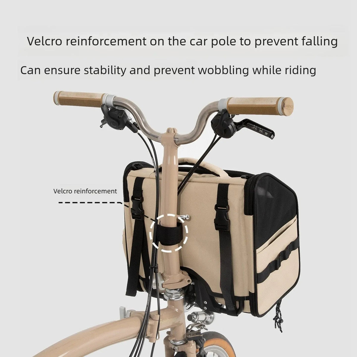 Dog Bike Basket Soft Pet Carrier 15Lbs Foldable Front-Mount Breathable Mesh 3 Openings, Strap Secure for Snap Bracket Needora
