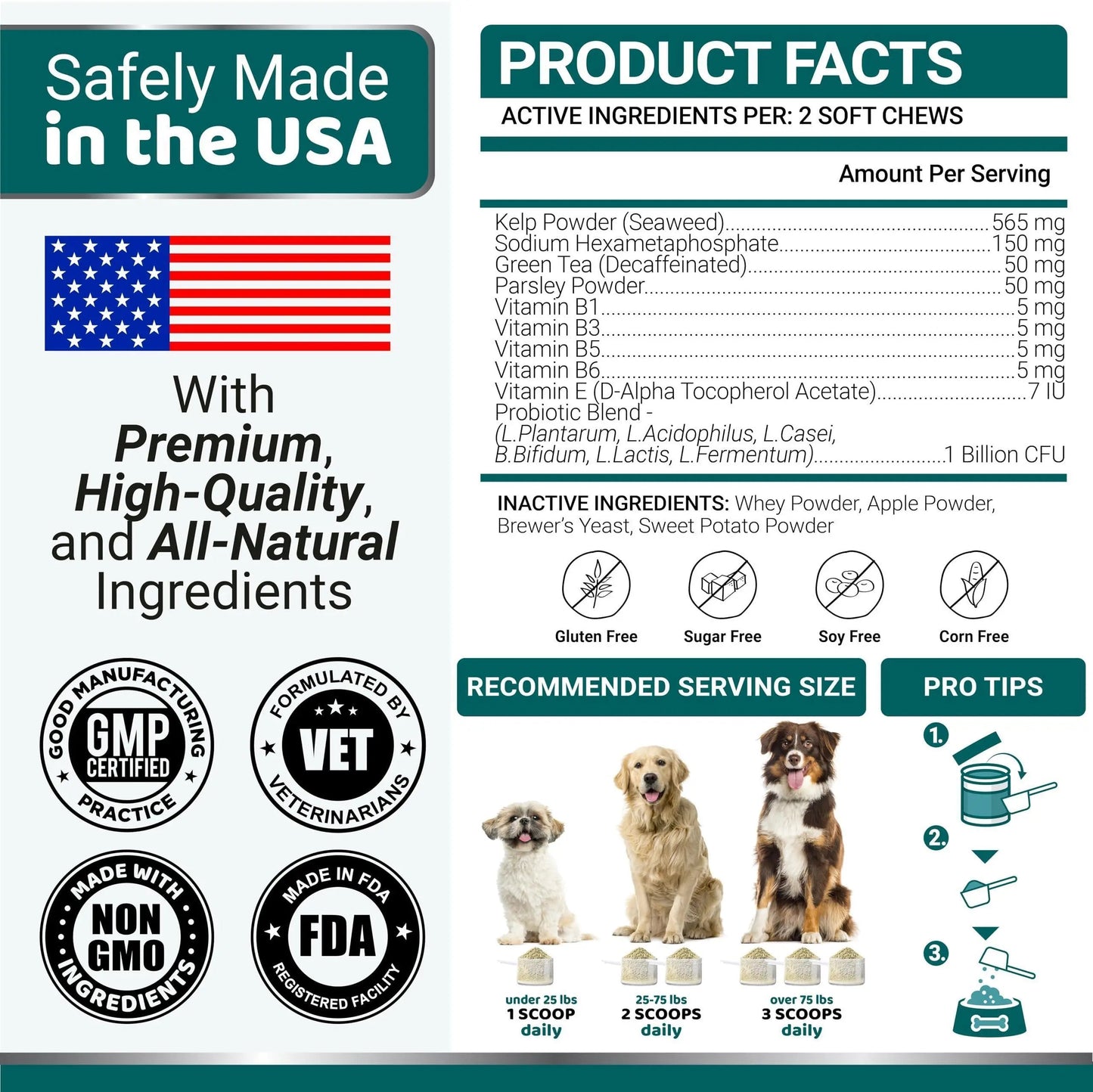 Dog Dental Powder Breath Freshener Dog Teeth Cleaning Powder Tartar and Plaque Off Remover for Dogs Probiotics Multivitamin Blend Pet Oral Care Vitamins and Supplements All Breeds & Sizes Yuma'S