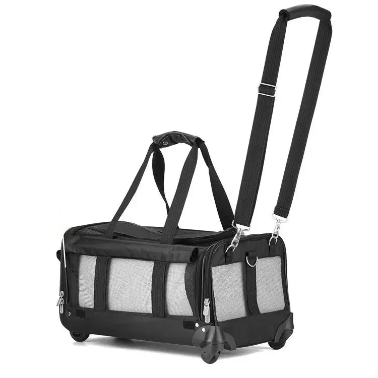Approved Cat and Dog Travel Stroller Mesh Breathable Roll Wheels Pet Carrier Backpack with Animal Pattern - Needora