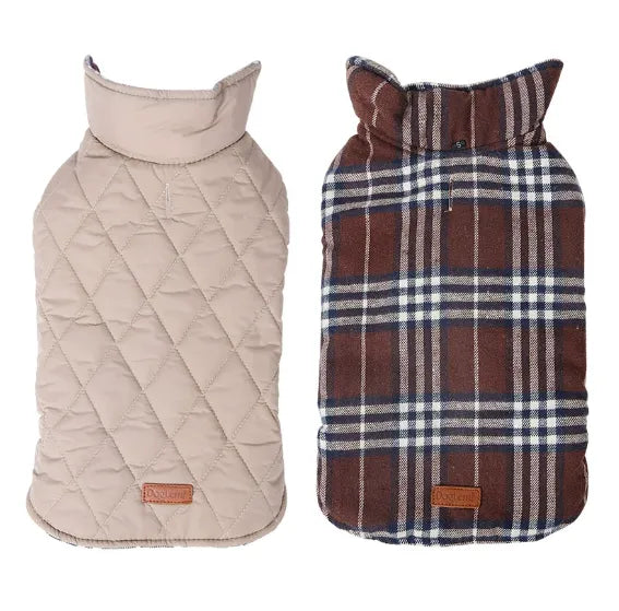 Waterproof Reversible Plaid Dog Jacket for Pets Needora