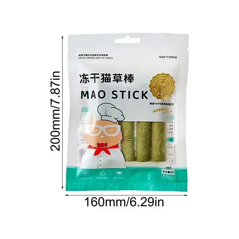 Cat Grass Sticks Grass Chewing Stick Freeze Dried Snacks Mouth Health Teething Digestive Aid Natural Teeth Cleaner Fattening Pet - Needora