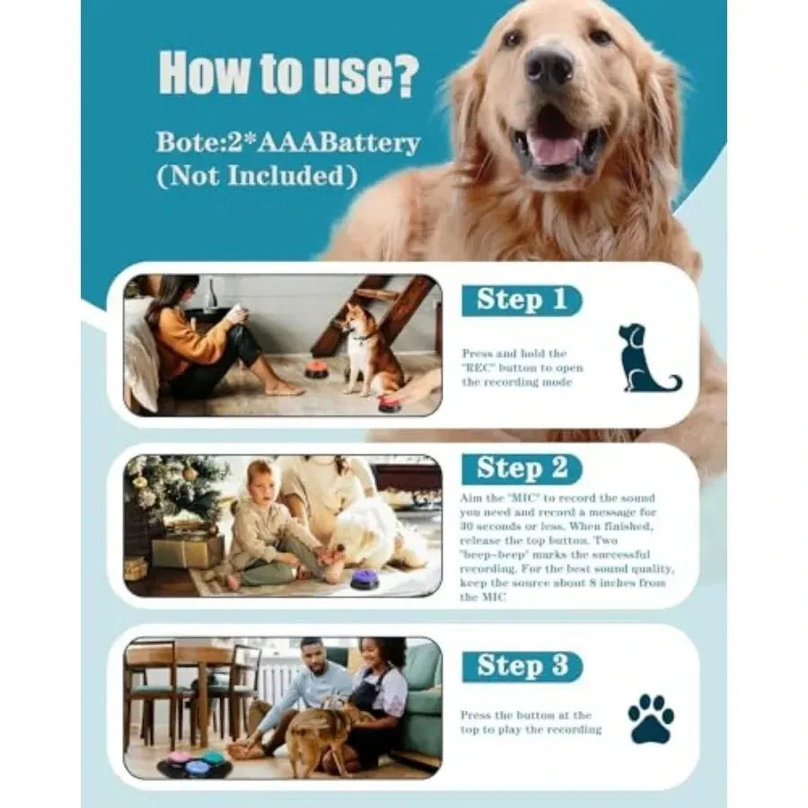Dog Buttons for Communication 9 Pcs Dog Talking Button Set 30s Voice Recording Speaking Button Pet Speech Training Buzzers with - Needora