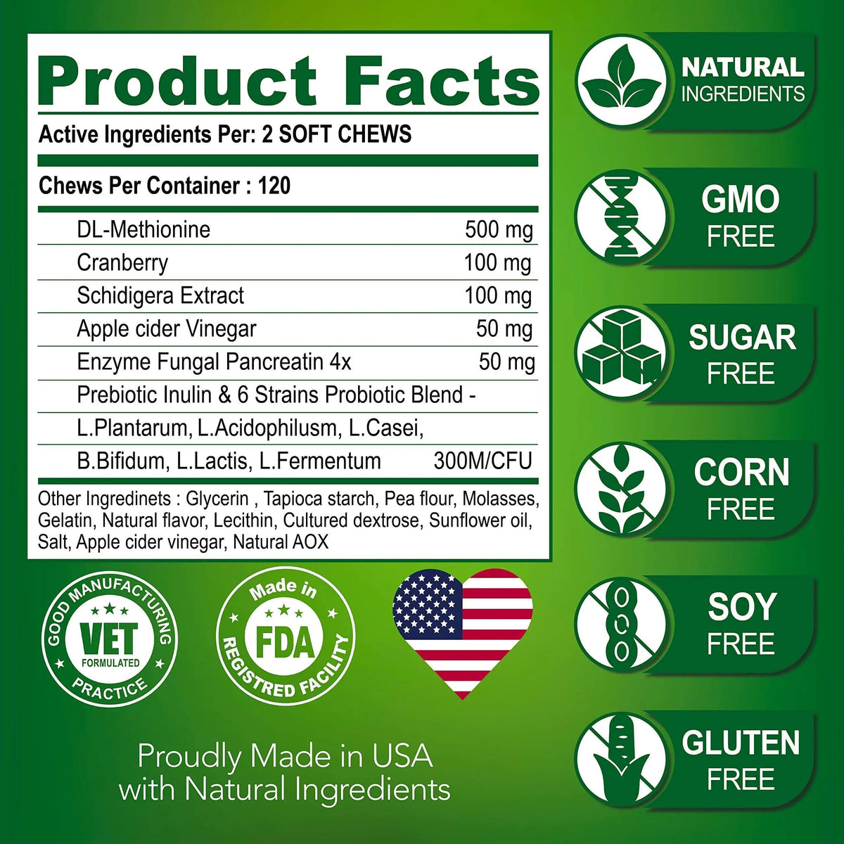Grass Burn Spot Chews for Dogs Dog Urine Neutralizer for Lawn 120 Grass Green Dog Chews Grass Savers for Dog Urine Dog Pee Grass Neutralizer with Probiotics Digestive Enzymes Made in USA Vet Promise