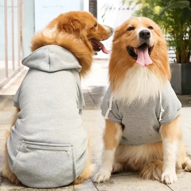 Large Dog Hoodie Sweatshirt - Autumn Winter Fleece Pet Jacket with Hat & Zipper Pocket, Sportswear - Needora