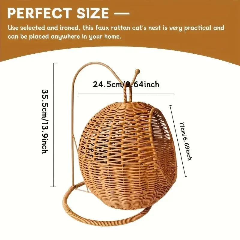 Luxury Fruit Basket Cat Hammock bed Hand Woven Storage Basket Comfortable Heavy Carton Packaging Not Easy To Damage for Pets - Needora