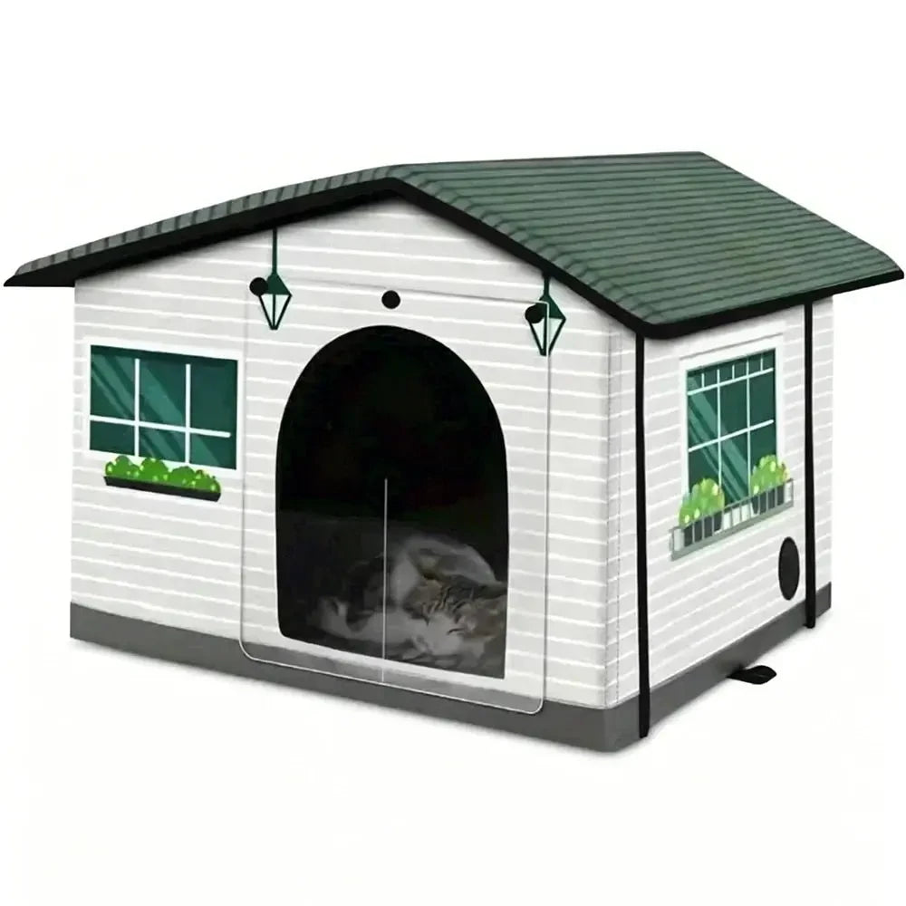 Outdoor Cat House Weatherproof Stray Cat dog House Waterproof Outdoor Winter Warm Pet Cave Sleeping Beds Home Foldable Washable - Needora