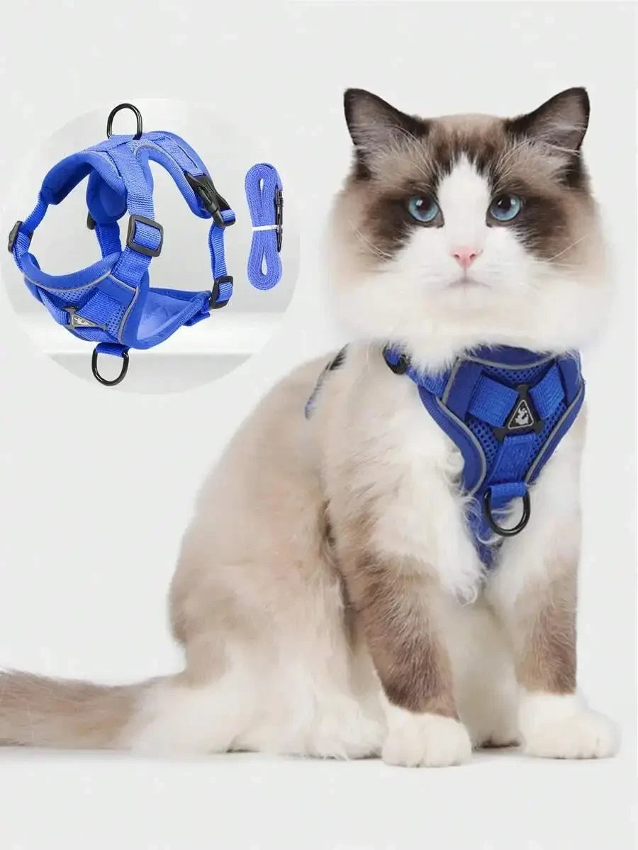 Reflective Pet Harness And Leash Set, Suitable For Dogs & Cats, Escape-Proof Adjustable Small Dog Chest Strap With Soft Mesh - Needora