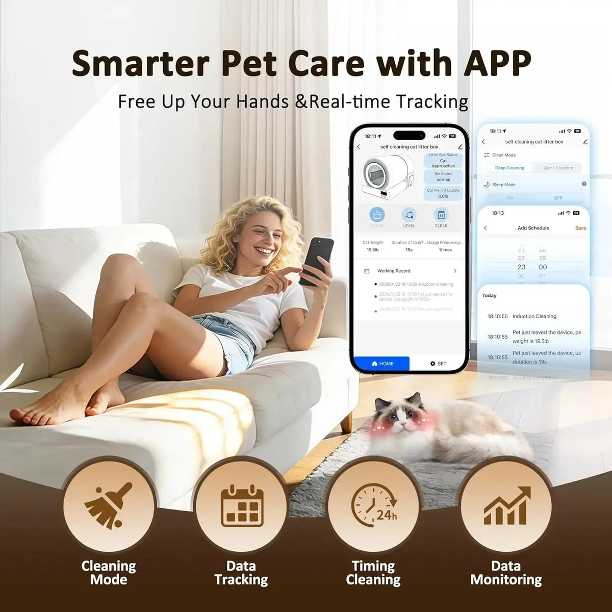Self Cleaning Automatic Litter Box, Stainless Steel, App Health Monitoring, Odor Control & Safety Sensors for Multi Cat, Custom - Needora