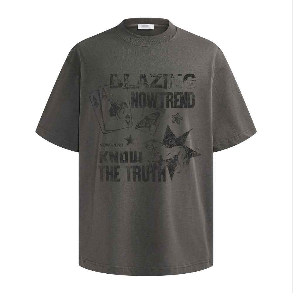 Alphabet animal print short sleeved shirt
