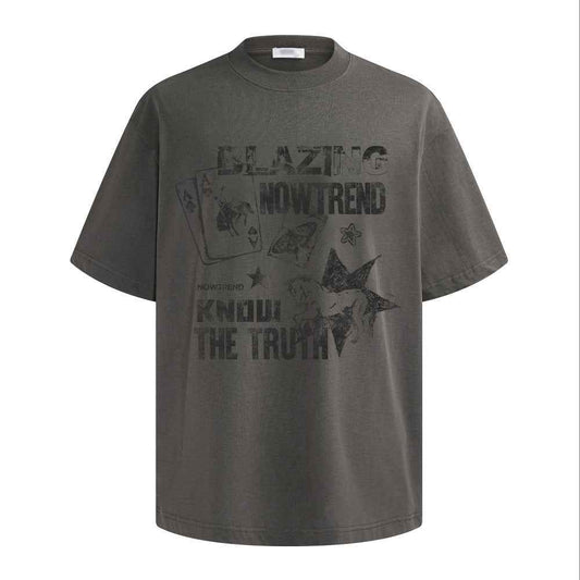 Alphabet animal print short sleeved shirt