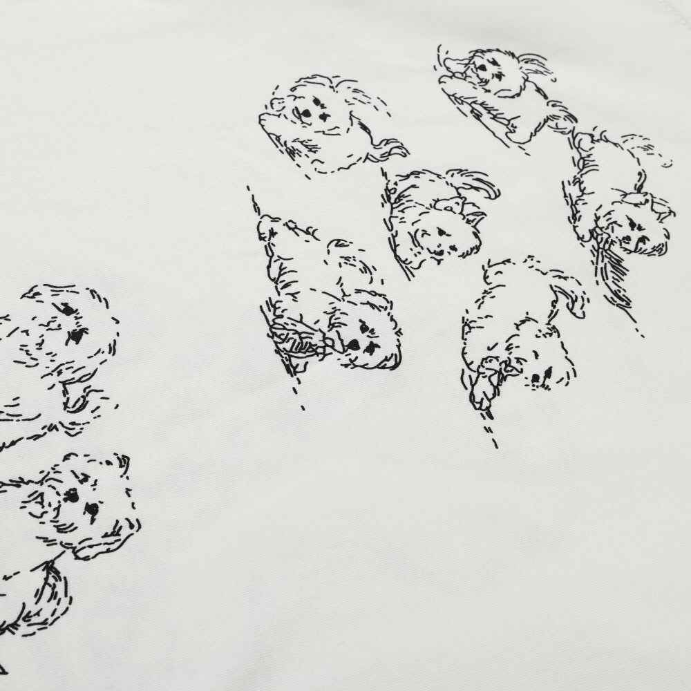 Hand drawn animal dog print short sleeved t-shirt